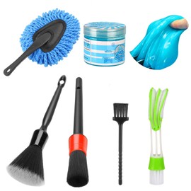 Luscinum Car Interior Duster Detailing Cleaning Gel Brushes Kit, Soft Dust Detail Crevice Brush Slime Putty Cleaner Accessories Tools for Dashboard,Air Vent,Panel,Leather