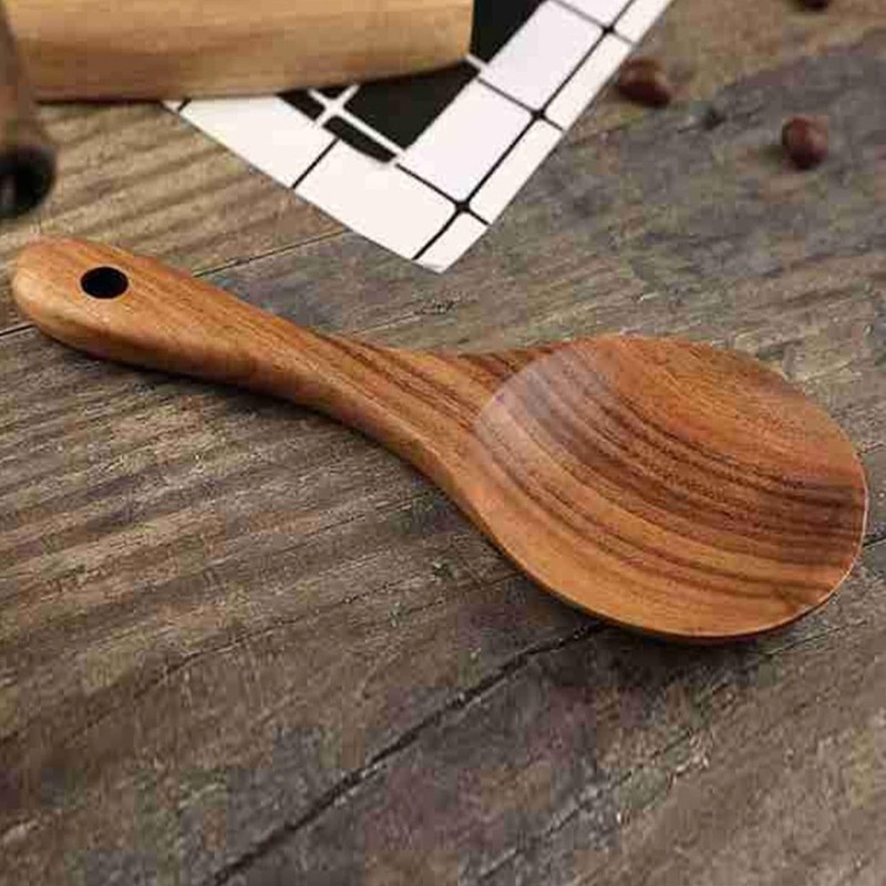 Natural Wood Rice Paddle Non-Stick Wooden Paddle Serving Spoons Rice