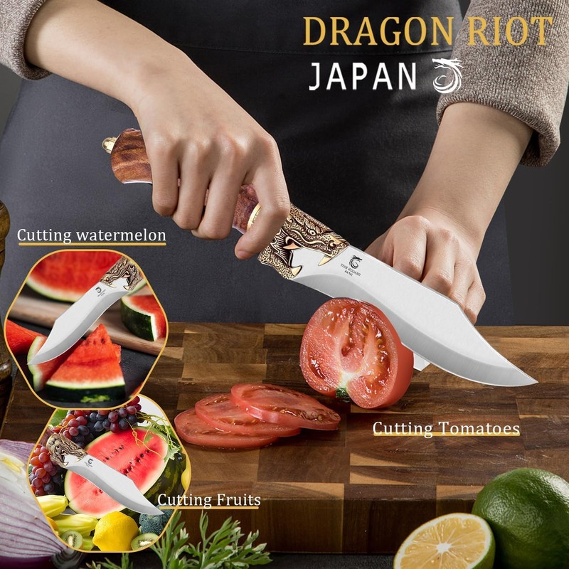 DRAGON RIOT Razor Sharp Chef Knife for Cooking, Hand Forged