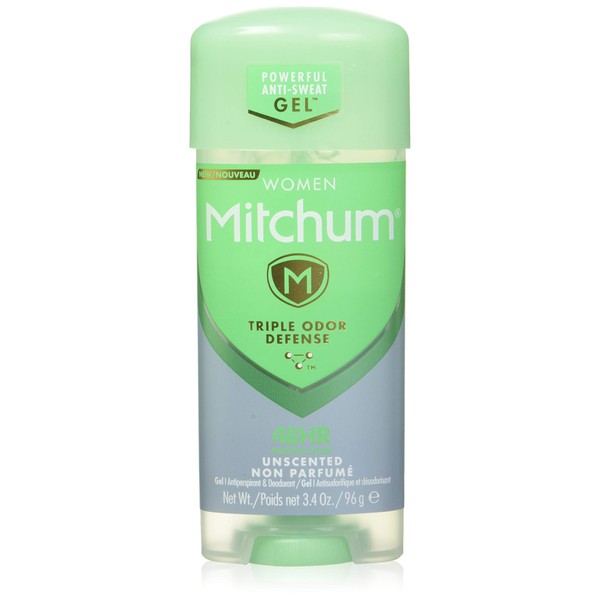Mitchum Women's Deodorant, Antiperspirant Stick, Triple Odor Defense Gel, 48 Hr Protection, Unscented, 96g