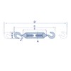 x2 M8 Hook to Hook Straining Screw Turnbuckle