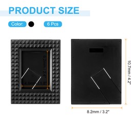 sourcing map 2 x 3 Picture Frame, 6 Pcs Mini Plastic Photo Frame Rustic Retro Photo Frame for Desktop Display Photos Paintings Landscape Posters Artwork, Black