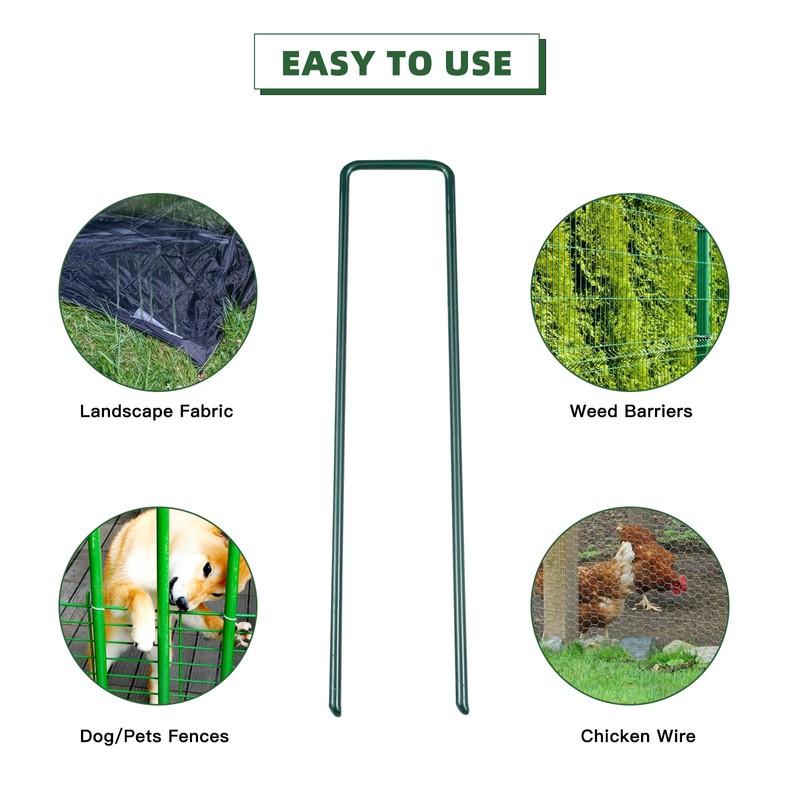 10 Pack Galvanized Landscape Staples, 6 Inch U-Shaped Garden Stakes,