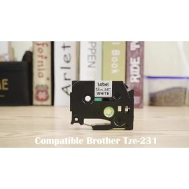 Brother 5 PK For Brother P-Touch TZe-231 TZ-231 12mm White Standard Laminated Tape
