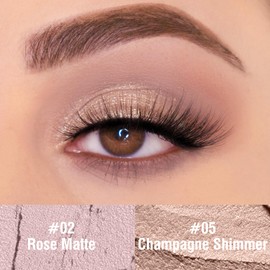 FV Waterproof Eyeshadow Stick Duo,Long-Lasting Cream Eye Shadow Makeup Sets, High Pigmented Eyeshadow Pencil with Matte & Shimmer Finish, Natural Look (Rose & Champagne)