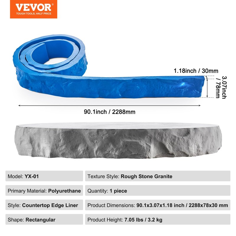 VEVOR Concrete Stamps, 91 x 3 inch, Concrete Molds Rectangular