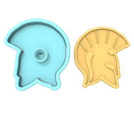 Cookie Cutter Lady Spartan Helmet Cookie Cutter & Stamp | Warrior Fight Fighter Spartans Army Valor - 6 Inches