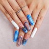 HOMSERA Blue Handmade Long Square Press on Nails XL French