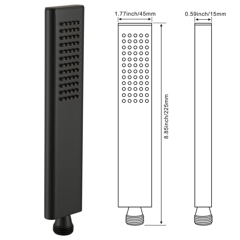Asyas Square Solid Brass Hand Held Shower Head With Adjustable