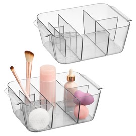 iDesign Makeup Organizer for Countertop or Vanity- Storage for Cosmetics and Toiletries - Set of 2 - Clear