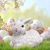 Hodao 2PCS Easter Day Bunny Decoration Handcrafted Polyresin Woven Shape