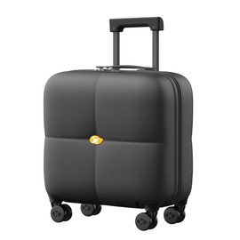 MGOB 16 Inch Airline Approved Underseat Carry-On Luggage, Lightweight Polycarbonate Hardshell with 360° Spinner Wheels & TSA Lock, Compact Suitcase (Black)