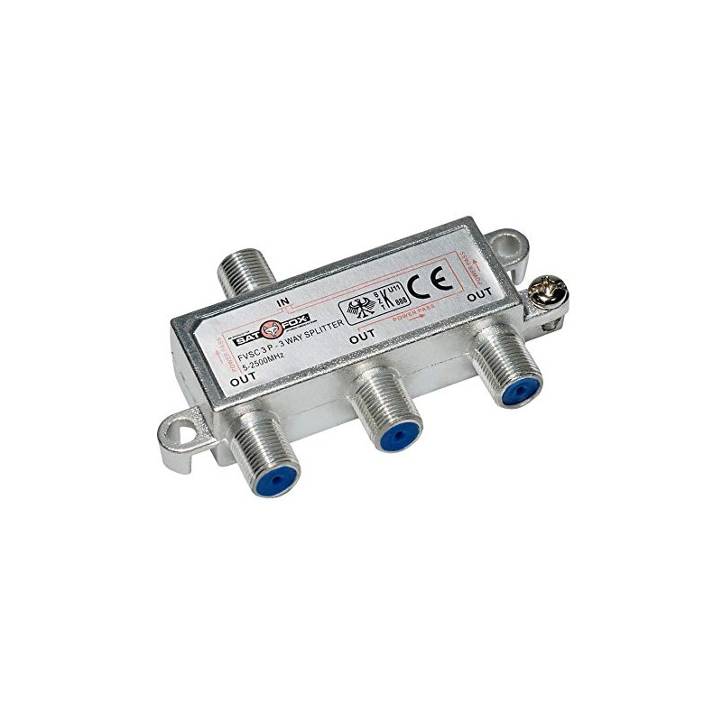 3-Way Splitter with 8 F Connector for Sat, Cable TV,
