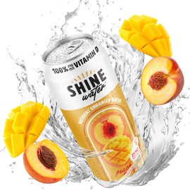 ShineWater Vitamin D Hydration Electrolyte Drink - Flavored water with electrolytes, Sugar-Free, Magnesium, Zinc, Vitamin B12, Plant-Based, Low Calorie - Peach Mango Fruit Water 12 Pack