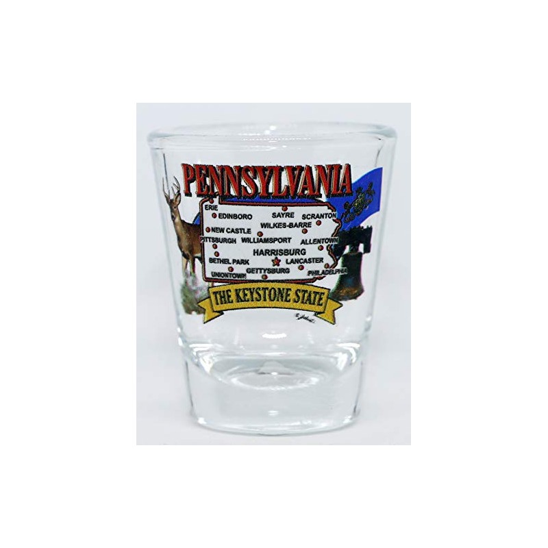 Pennsylvania State Elements Map Shot Glass