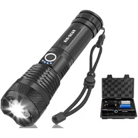 HinsGEAR Rechargeable Flashlights High Lumens, High Power LED Flashlight XHP70.2 Powerful Tactical Flashlight with Zoomable Focus, 5 Modes Water Resistant Flash Light for Home and Outdoor