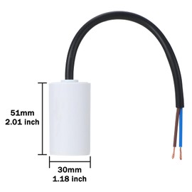 VEXUNGA Capacitor 2uF 450V Starting Capacitor 2µF AC Motor Capacitor CBB60 SH 2 MFD 450VAC Capacitors 30 x 51 mm 50/60Hz with Cable