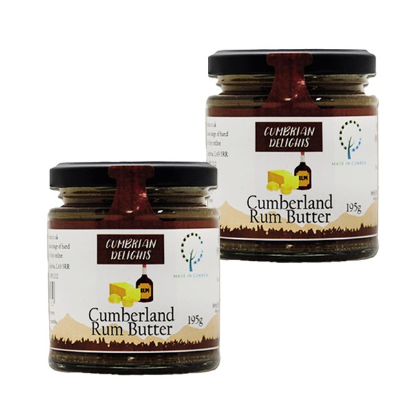 Cumbrian Delights Cumberland Rum Butter Twin Pack, Includes Mixed Spices & Dark Rum, Handcrafted in the Lake District, No Flavourings, Additives & Preservatives, Nut & Gluten Free, Vegetarian 2 x 195g