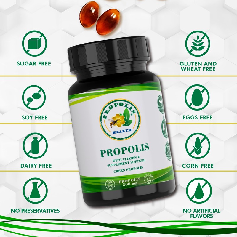 Propolis Health Propolis Capsules 1000mg-Daily with Vitamin E Per dose