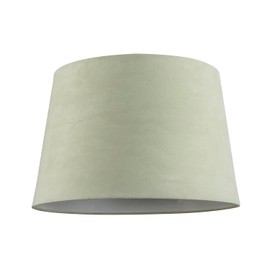 Pale Olive Green Velvet Fabric 12 Inch Drum Lamp Shade with White Cotton Inner Lining | 30cm x 20cm x 25cm | for Lamp Base or Hanging Pendant by Happy Homewares
