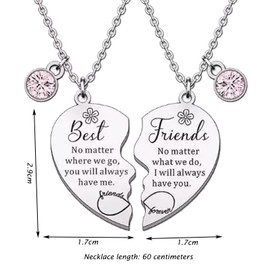 TZMFHD Friendship Necklace, 2 Pcs Exquisite Best Friend Necklace, Fashionable Bff Necklace, Birthday Christmas Graduation Gifts Matching Heart Necklace Charm Necklace