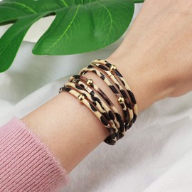 Suyi Women Wrap Bracelet Multilayered Leather Braided Bangle Wrist Cuff Bangles with Magnetic Buckle, 7.5 Inch, Leather, alloy