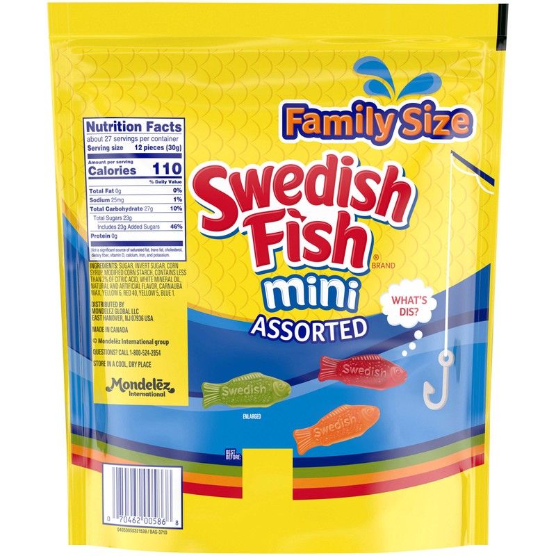 SWEDISH FISH Mini Assorted Soft & Chewy Candy, Family Size,