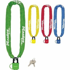 MASTER LOCK Fahrradschloss Stahlkettenglied mit Vorhängeschloss [mit Schlüssel] [90 cm Kette] [Zufällige Farbe] 8390EURDPROCOLR - Ideal für Fahrräder