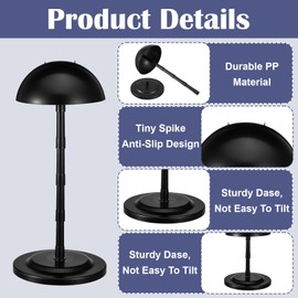 Adjustable Wig Stand,4.33" to 14.17" Wigs Head Holders Portable Plastic Hat Stands Non-slip Sturdy for Multiple Fake Hair Styling Cap Storage (Black)