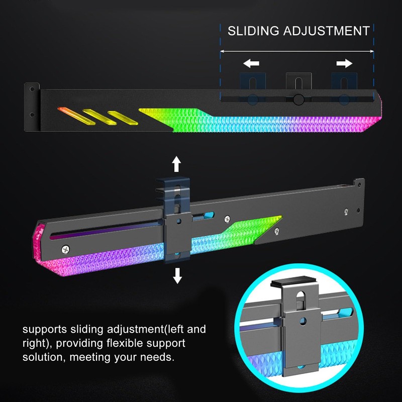 Elprico Graphics Card GPU Holder, ARGB 3Pin 4Pin Slidable, Supports