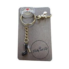 Keyrings, Handmade Keychains, Zipper Chains, Keyrings (Black High Heel - Gold)