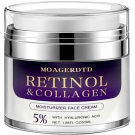 Crema antienvejecimiento de colágeno con retinol para la cara y el cuello, crema hidratante para la piel con ácido hialurónico Día Noche arruga facial