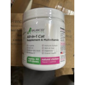 Balanced Breed All in One 1 Cat Multivitamin 60's Immune Skin Coat BB 4/2025