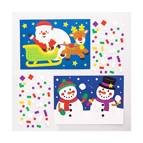 Baker Ross AT321 Christmas Mosaic Picture Kits, Festive Arts and