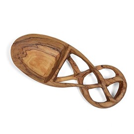 Kenyan Wild Olive Wood Hand Carved Rice Scoop with Intricate Handle