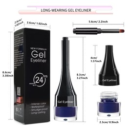 LSxia 2-in-1 Gel Eyeliner Set, Tattoo Eyeliner Waterproof Smudge Proof Eyeliner Gel Eye-liner Pot Cream Eyeliner Tool with Gel Liner Brush, High Pigment Eye Makeup Gel Eye-liners for Women (Blue)