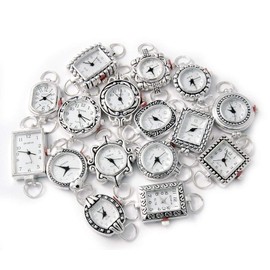 10 Mix Silver Tone Geneva Elite Watch Faces for Beading, Loops and Battery Included