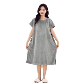 GINUMWA Women's Wrap Towel, Microfiber Bath Towel, For Adults, Absorbent, Quick Drying, Cold Prevention, Parenting Moms, Bathrobe, One-Op Compatible (Gray)