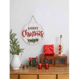 3D Merry Christmas Ornament Door Hanger Farmhouse Style Christmas Front Door Sign Christmas Decor Wooden Wreath