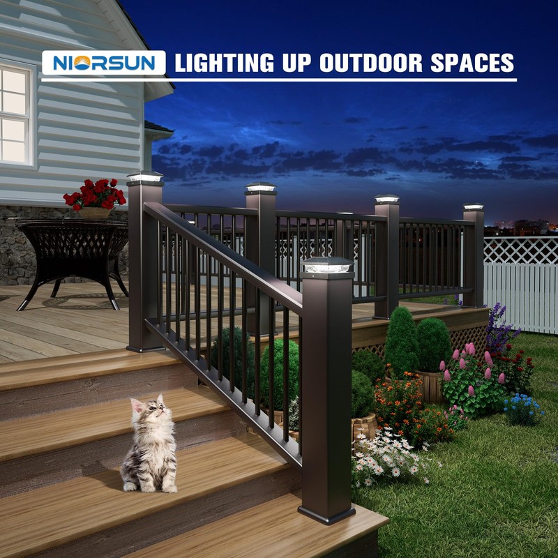 NIORSUN Solar Post Lights Outdoor, Fence Post Solar Lights Cool