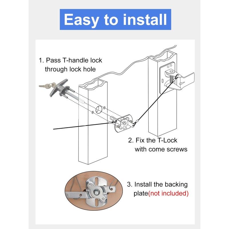 Garage Door Lock T-Handle Locks Latch Replacement Parts with 4