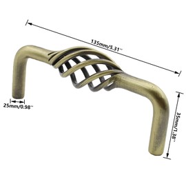 TTZEZE 6 Pack Cabinet Knobs, Birdcage Nest Twist Handle Pull Cupboard Dresser Drawer Closet Wardrobe Bookcase Hardware for Kitchen Bathroom Bedroom with Screws (Hole Center 128mm/5.04", Bronze)