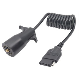 CARROFIX RV Blade 7 Vías Redonda a 5 Vías Pin Plano Remolque Cable Conector Adaptador de Enchufe para Campistas y Remolques Barcos - Longitud Utilizable 40"