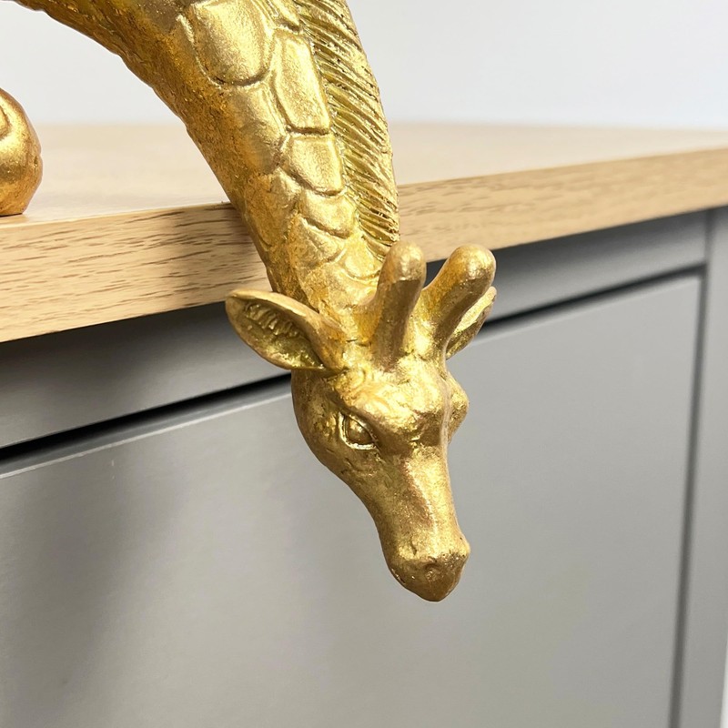 Over Shelf/Edge Gold Giraffe Ornament Gift Statue Animal Home Sculpture