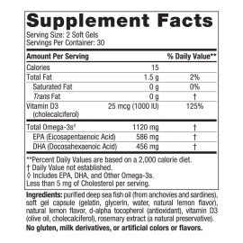 Nordic Naturals Ultimate Omega D3 2x Mini 1120 Mg 60 Cap Sabor Limón