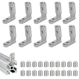 T Nut Inner Angle, 90 L Shape Zinc Alloy Profile Inner Angle, 10 x T Slot T Groove, with 20 Screws, Aluminium Profile 2020 Groove 6 M5 Inner Angle, for Aluminium Extrusion Profile Series