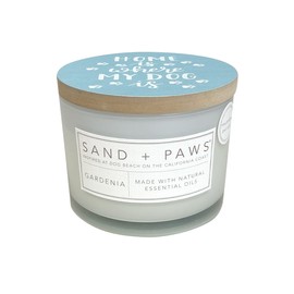 Sand + Paws Scented Candle - Gardenia - Additional Scents and Sizes –Luxurious Air Freshening Jar Candles Neutralize pet Odors and Enhance Home décor – 100% Cotton Lead-Free Wicks - 12 oz