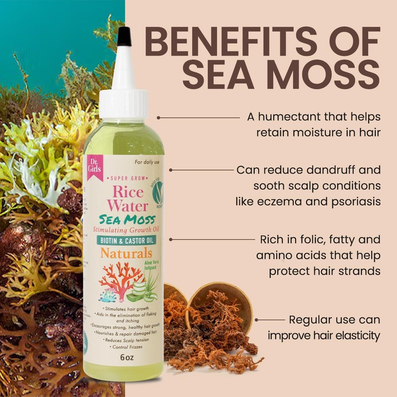 Dr.Girls Rice Water Thickening Growth Oil 6oz (Sea Moss)