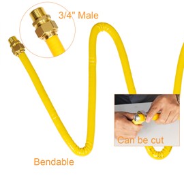 Kinchoix 35ft CSST Gas Line 3/4'' Gas Line Flex CSST Gas Pipe Kit with 2 Male Fittings Anti-Cracking Used for Stove Dryer Heater NG Appliance Propane Equipment Corrugated Stainless Steel Tubing