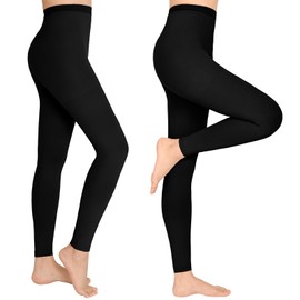 WEGITCS 2 Pairs 15-20 mmHg Compression Pantyhose, Footless Compression Stockings for Women, Waist High Opaque Compression Tights for Varicose Veins, Swelling, Doctor, Teacher(Black, L)